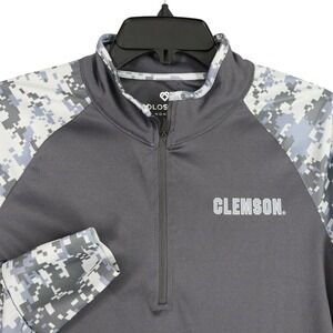Clemson Tigers Colosseum Womens L Digital Camo Quarter Zip Pullover Gray NCAA